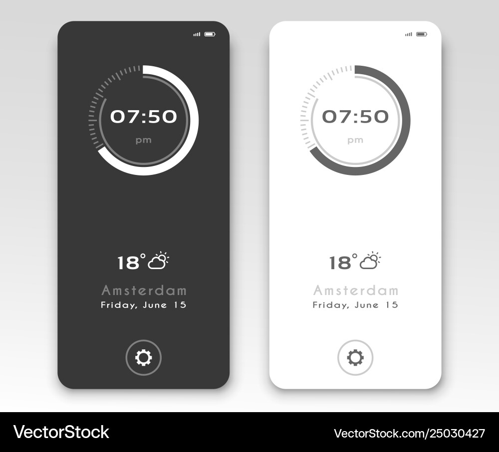 Mobile application interface design clock Mobile application interface design clock Vector Image