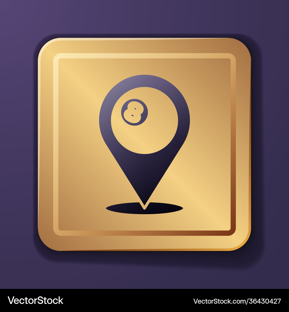 Purple map pointer with billiard pool snooker ball vector image