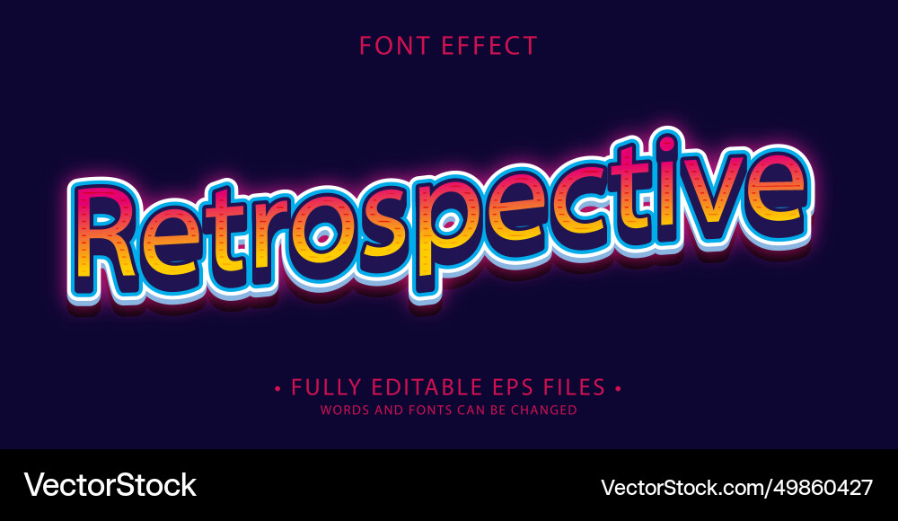 Retro neon style font effect isolated in dark Retro neon style font effect isolated in dark vector image