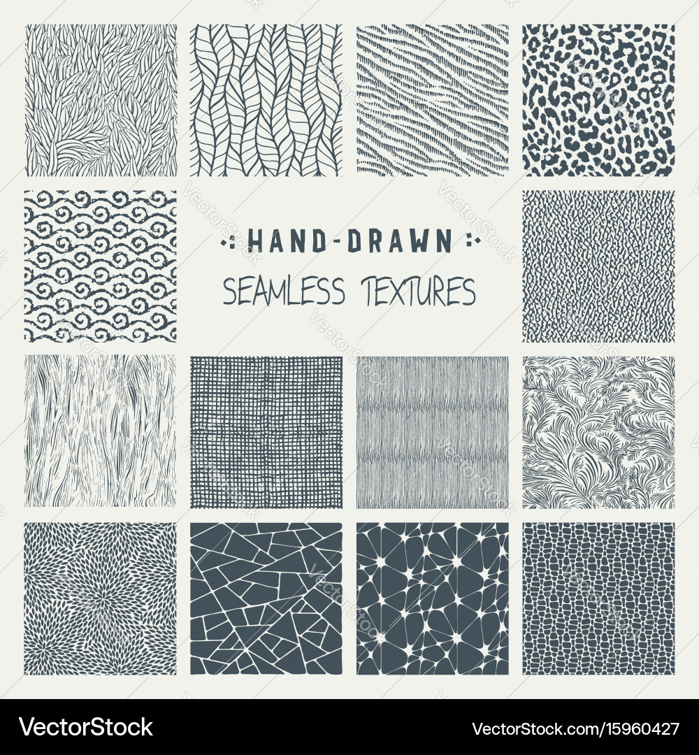 Set of hand drawn marker and ink patterns vector image