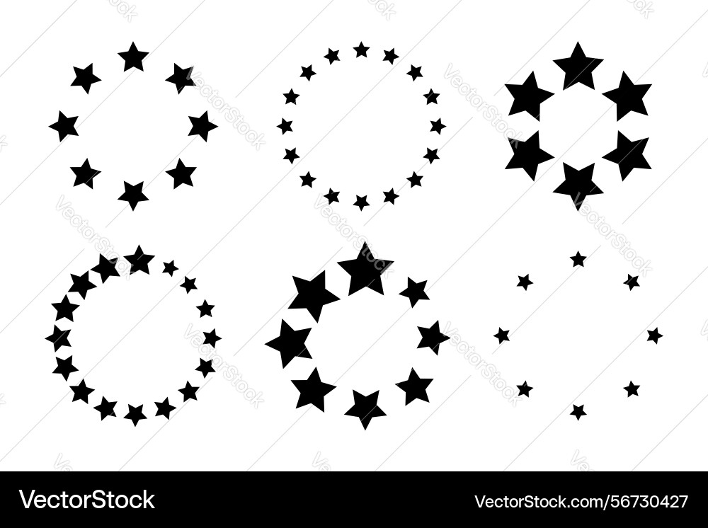 Set of round frames with stars arranged Set of round frames with stars arranged vector image