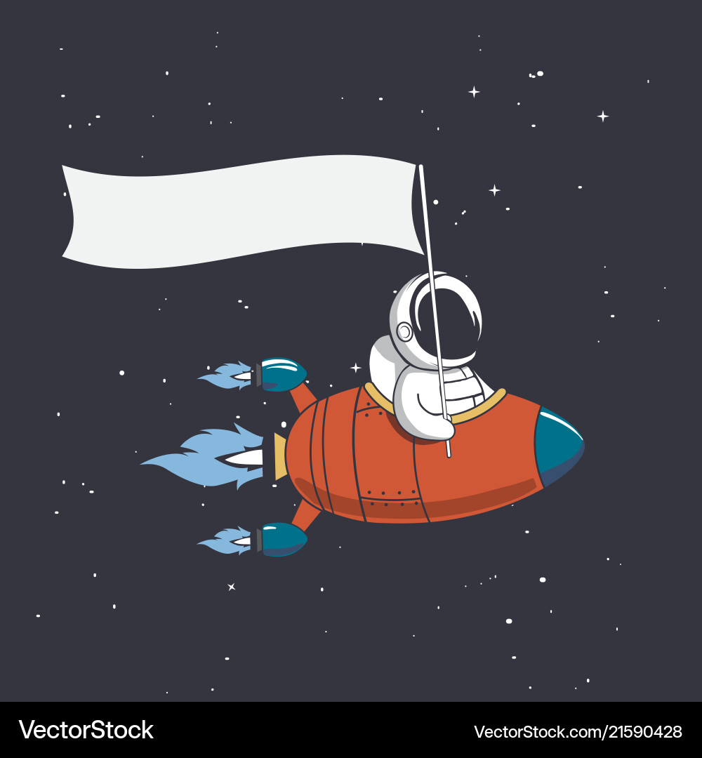 Astronaut with Flag in Rocket vector image