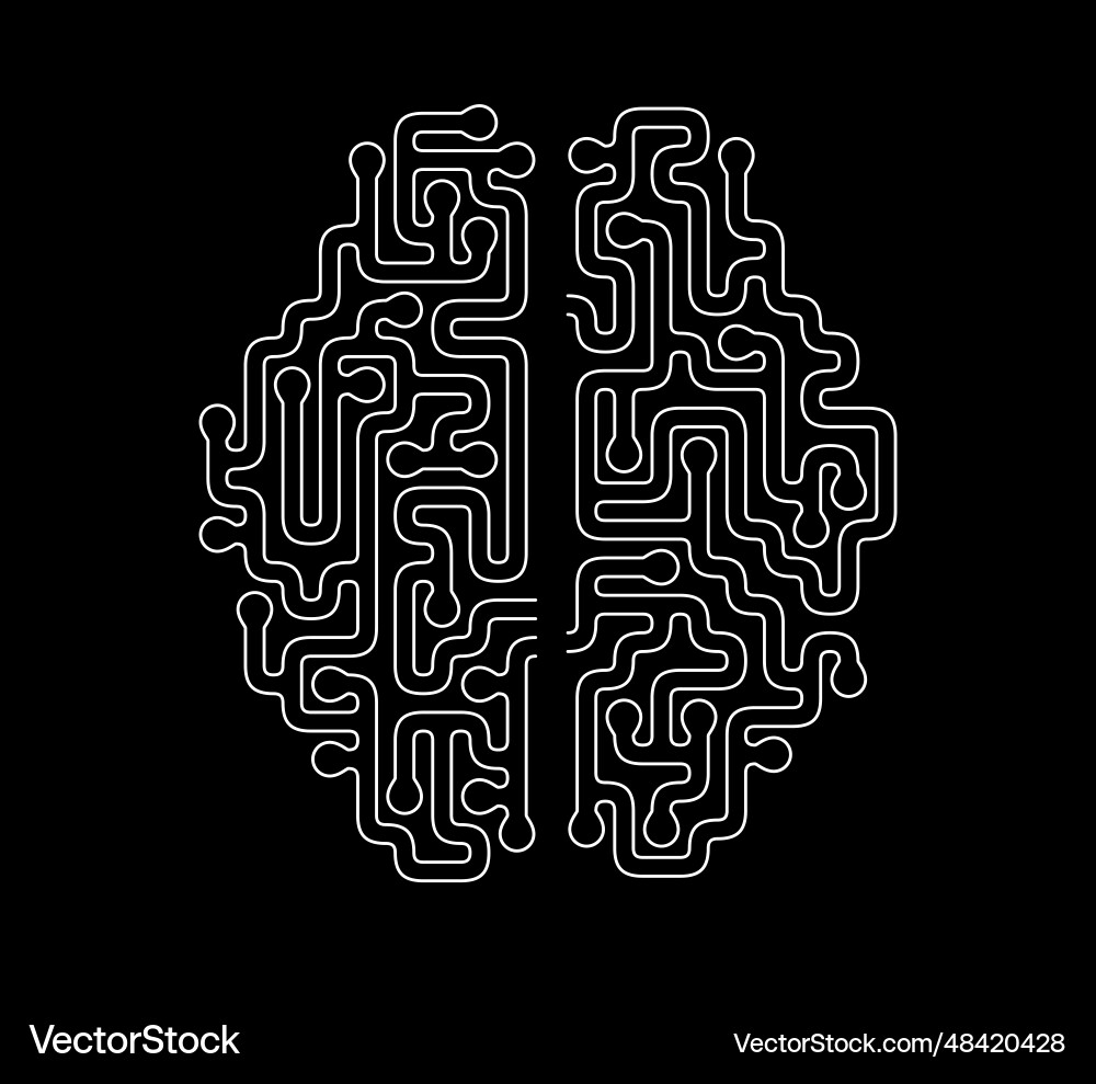 Brain shape maze design solve problem Brain shape maze design solve problem vector image
