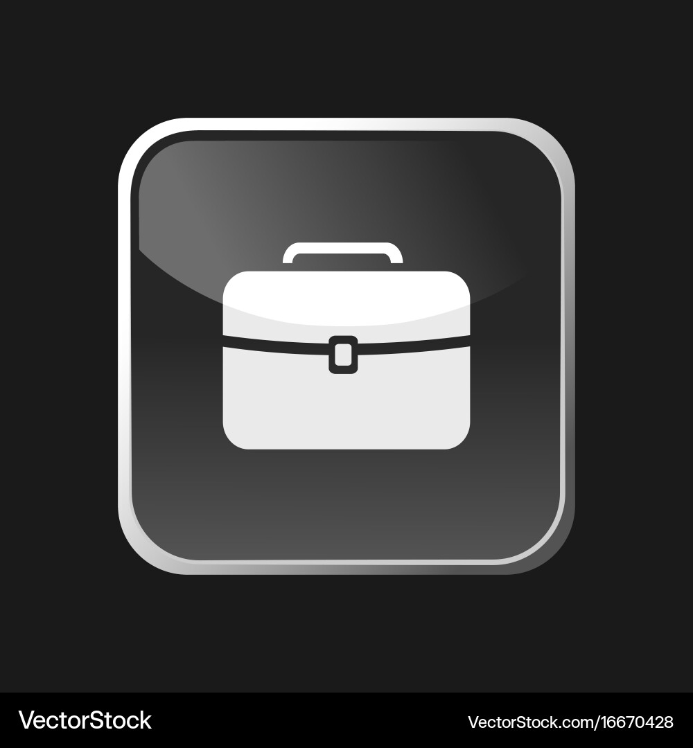 Briefcase icon on square web button and black vector image