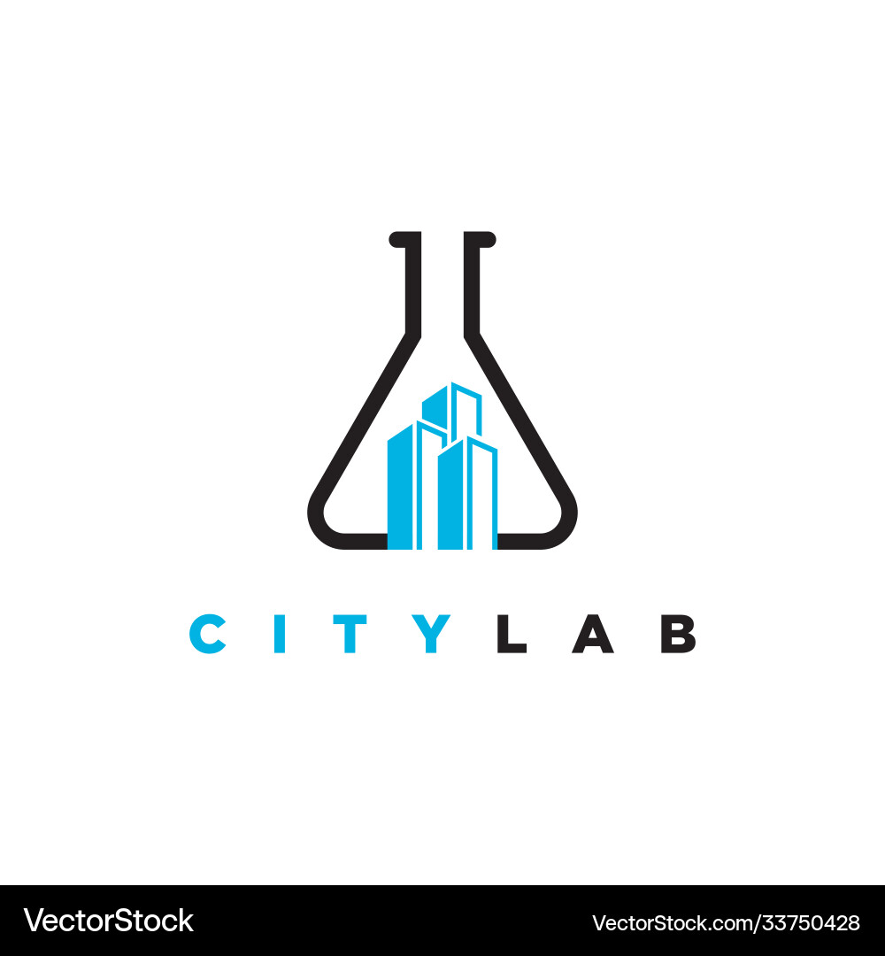 Building with lab symbol logo design vector image