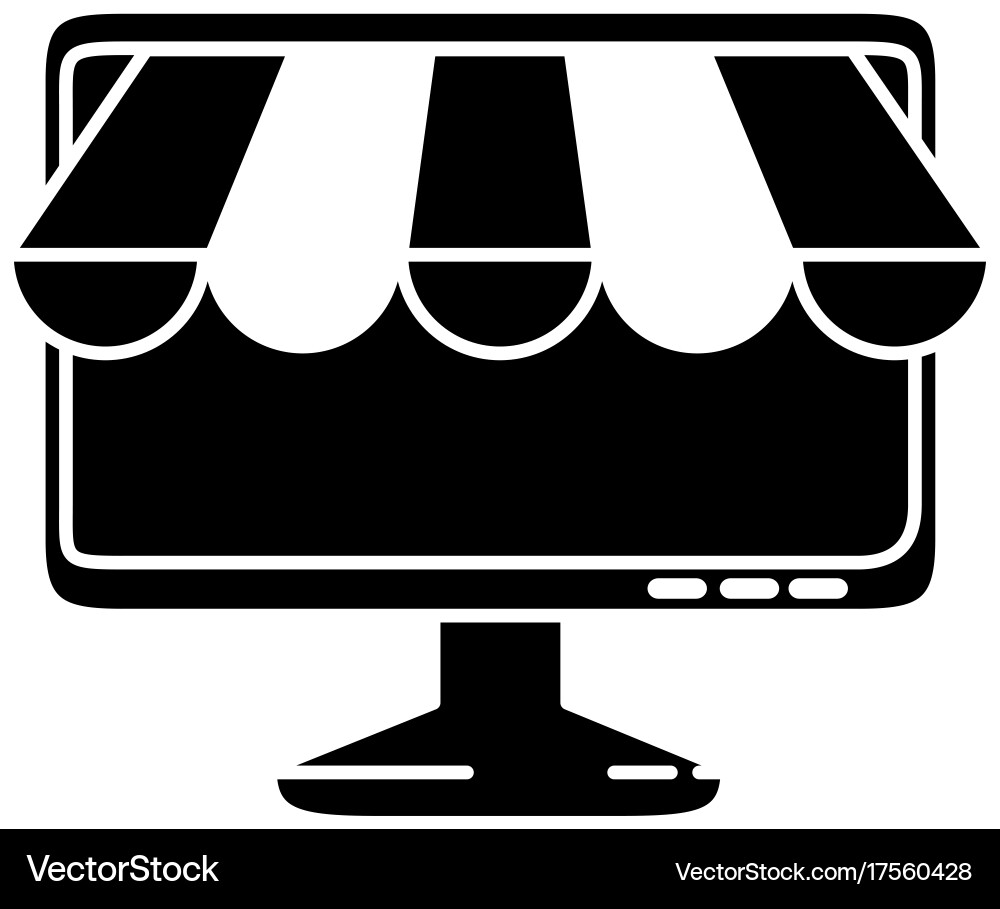 Computer display with parasol Vector Image