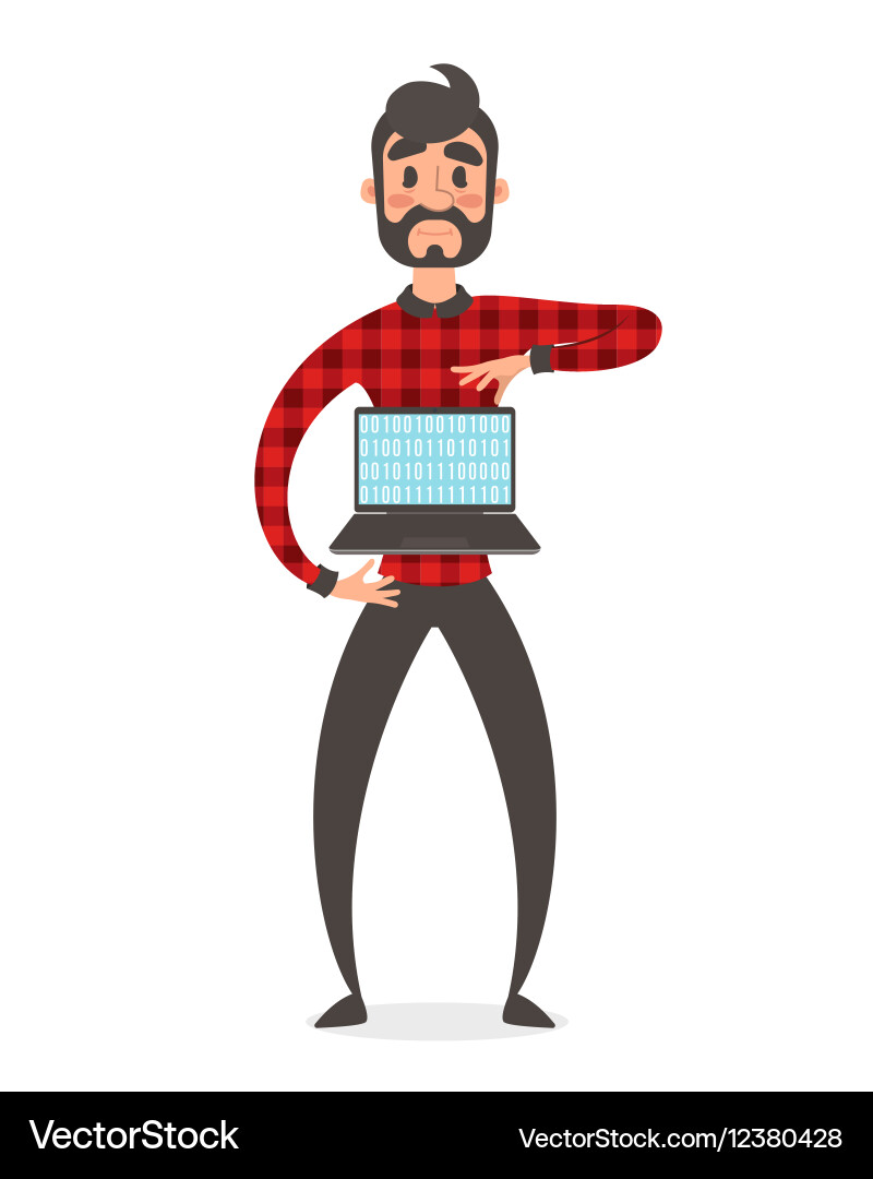 Concept of programmer superhero people binary vector image