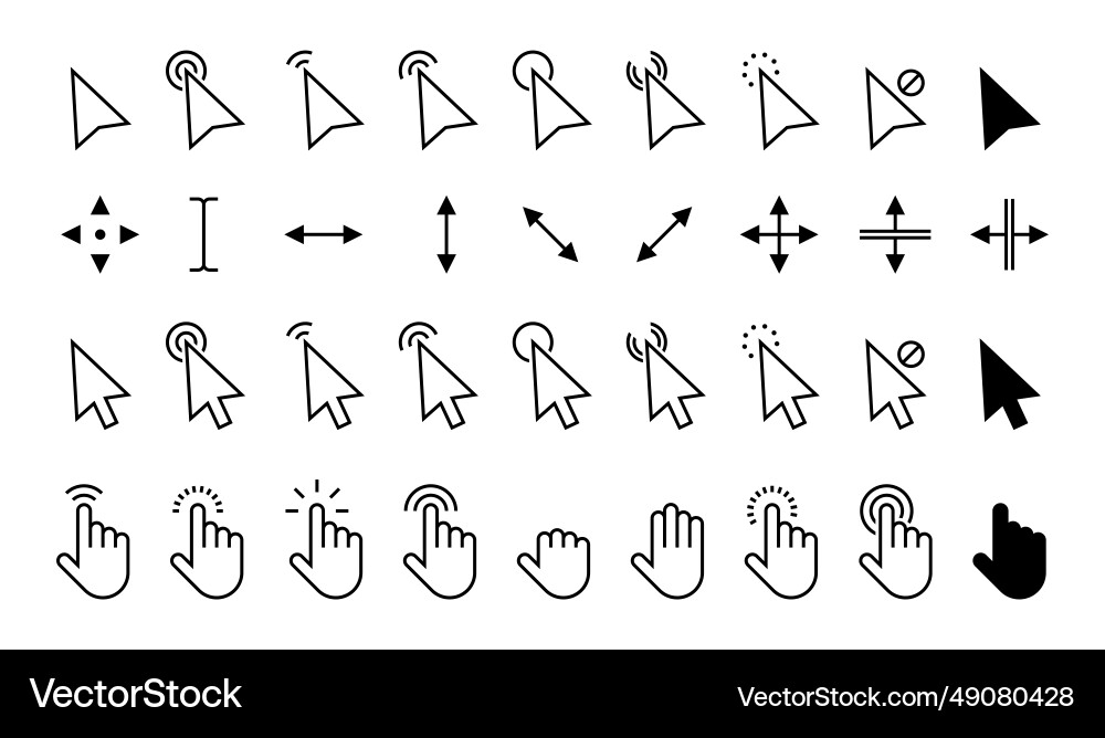 Cursor Pointer Icons - Click & Point vector image
