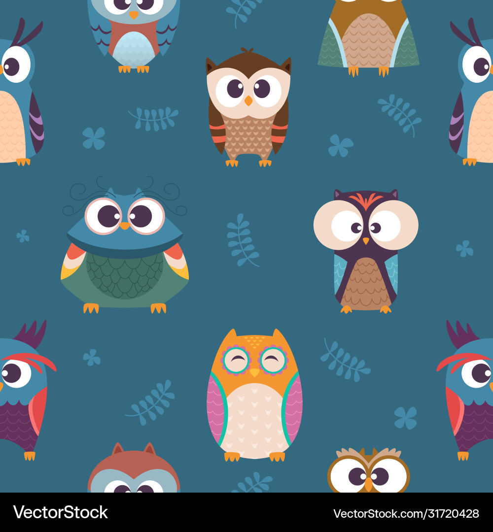 Cute Owl Wallpaper - Kids Pattern – Royalty-Free Vector | VectorStock, image size:1000x1080