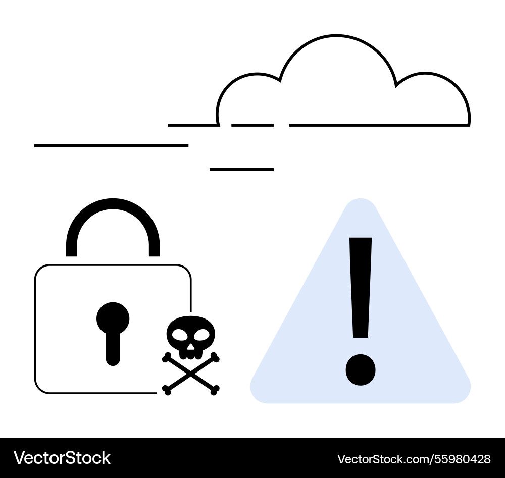 Data security alert with cloud connection lock Data security alert with cloud connection lock vector image