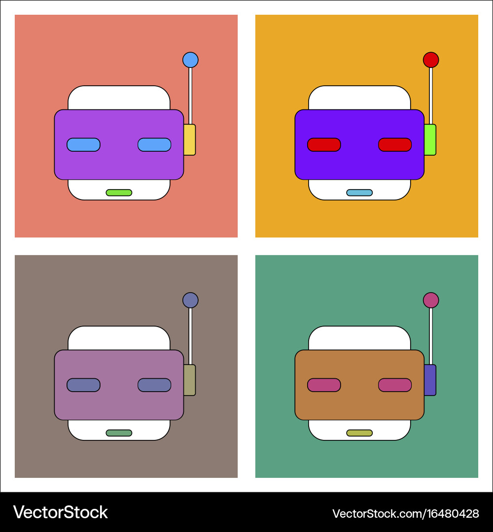 Flat icon design collection toy robot face Vector Image