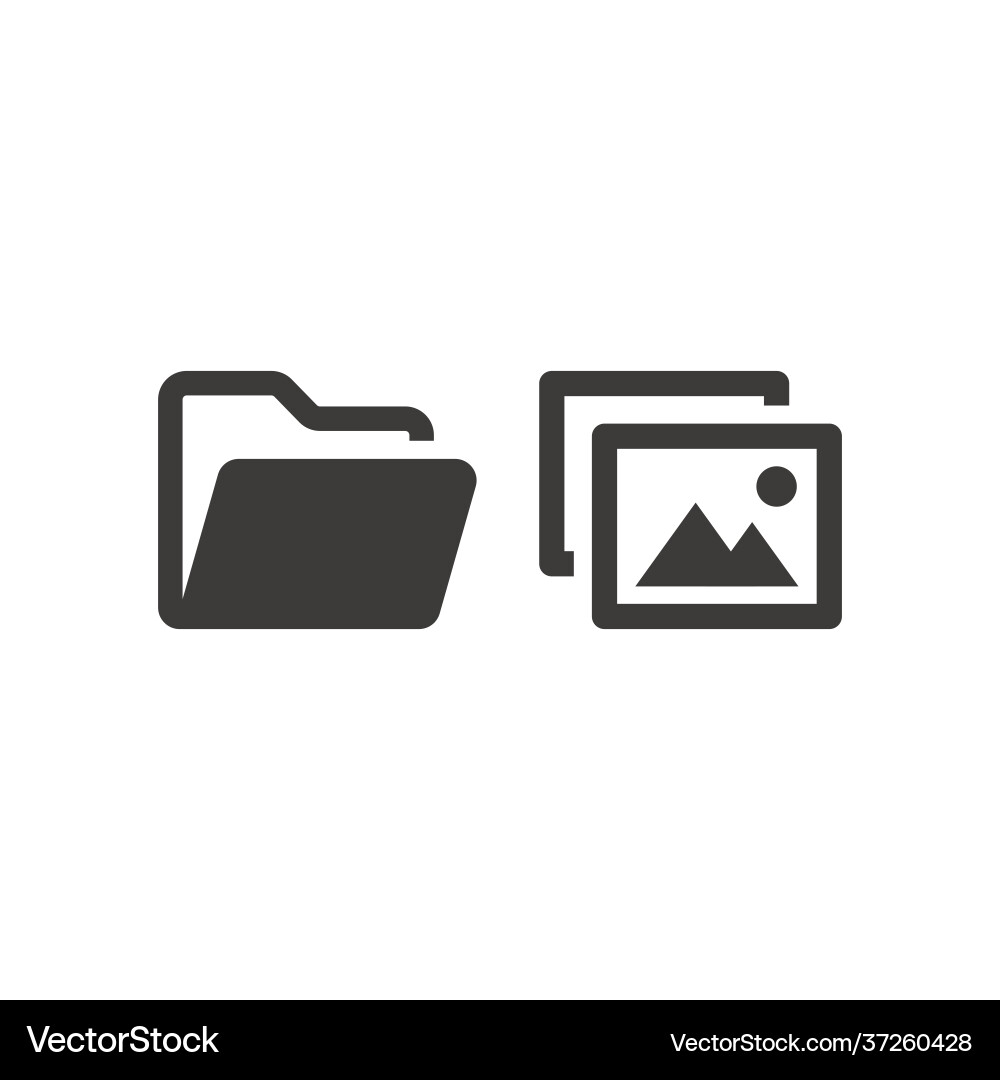 Folder and picture file web icon set Vector Image