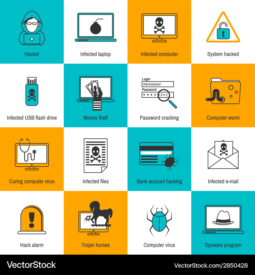 Hacker Icons - Cyber Security vector image