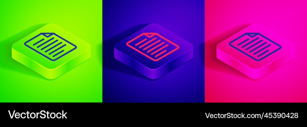 Isometric line file document icon isolated vector image