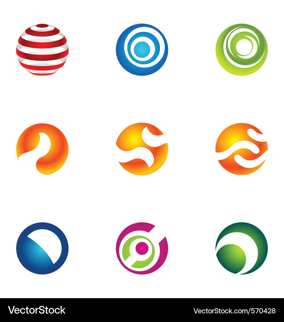 Minimalist Icon Set - Circular Elements vector image