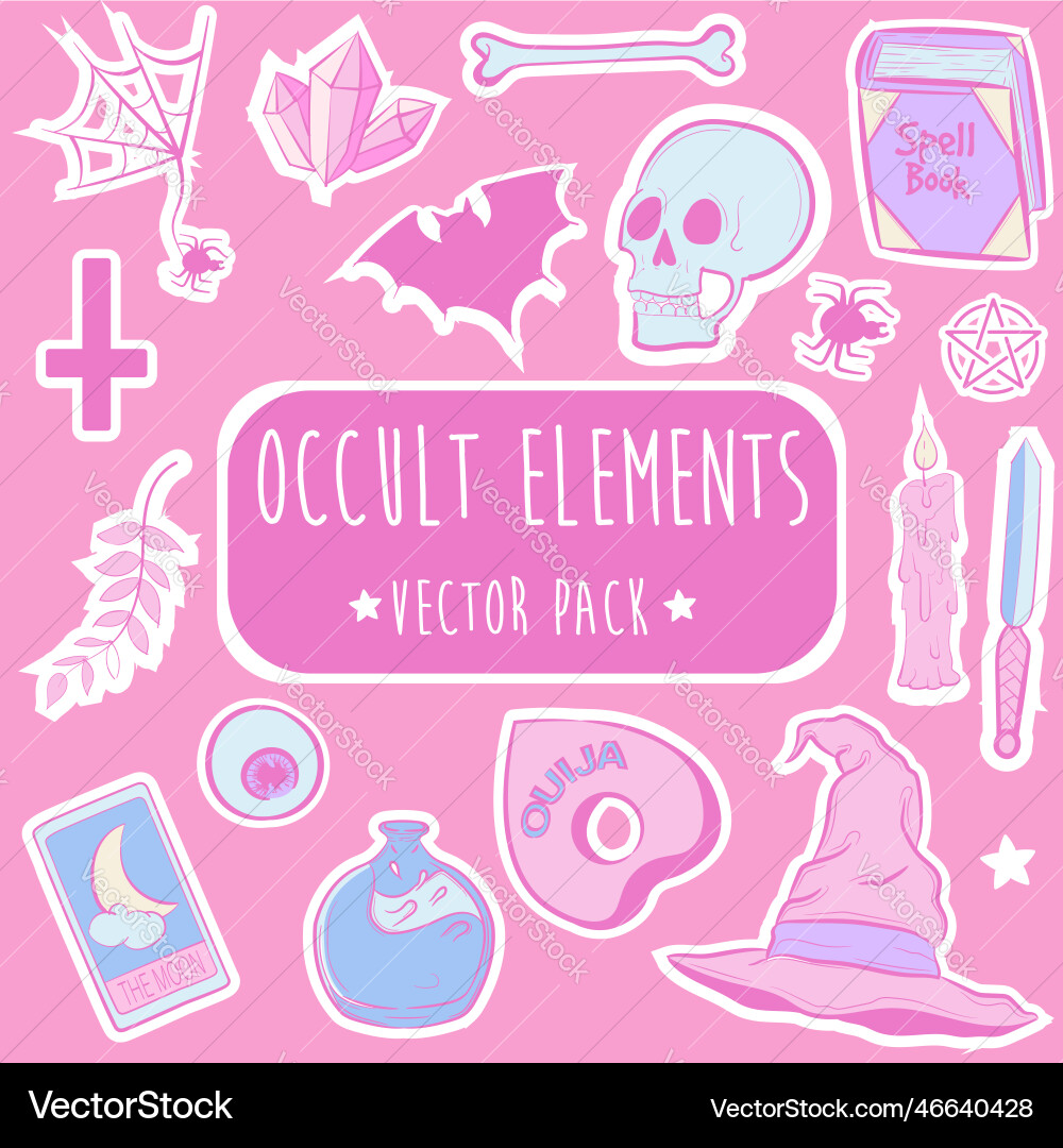 Occult objects pack with diverse wiccan Occult objects pack with diverse wiccan vector image