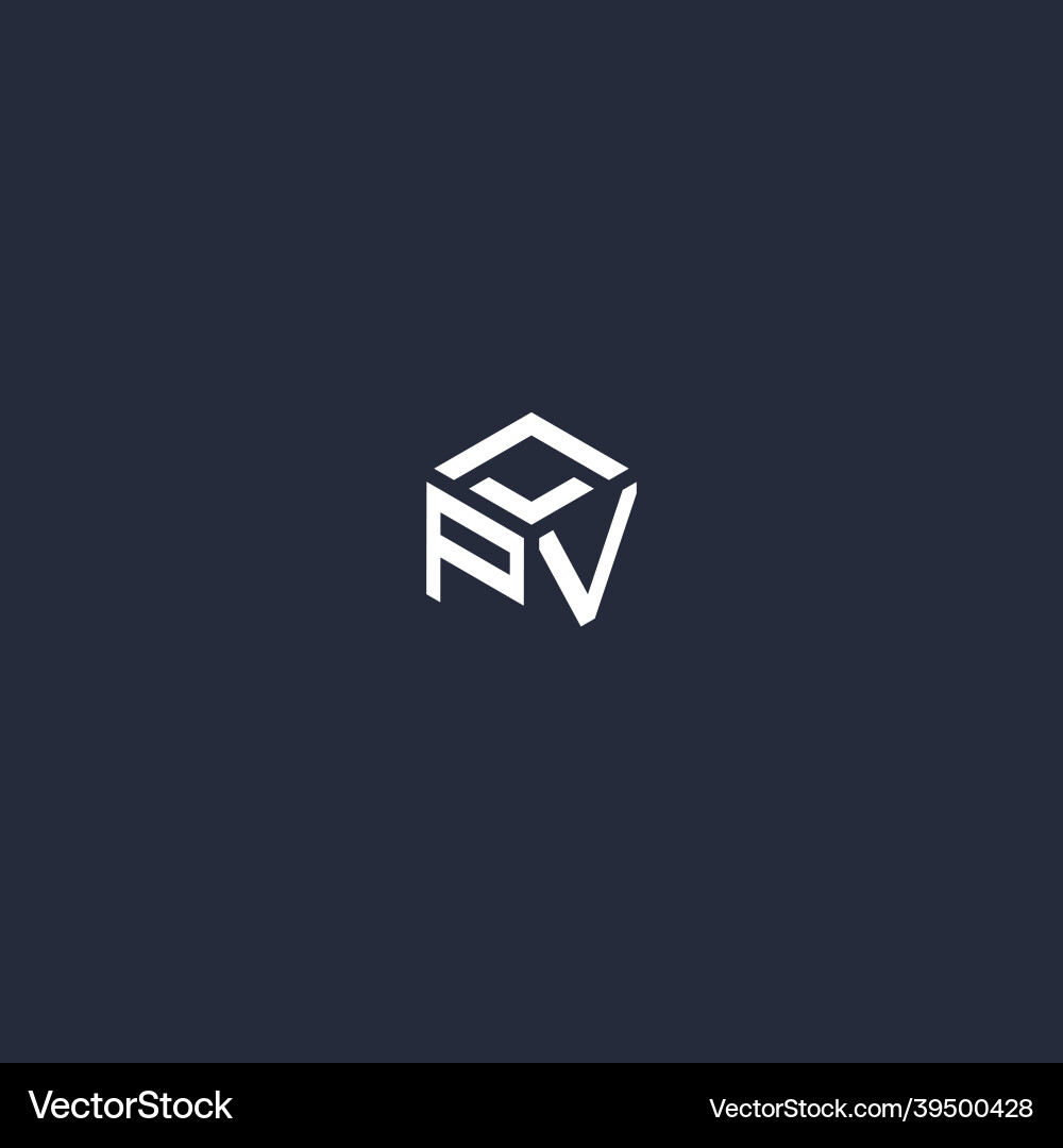Pv initial hexagon logo design Pv initial hexagon logo design Vector Image
