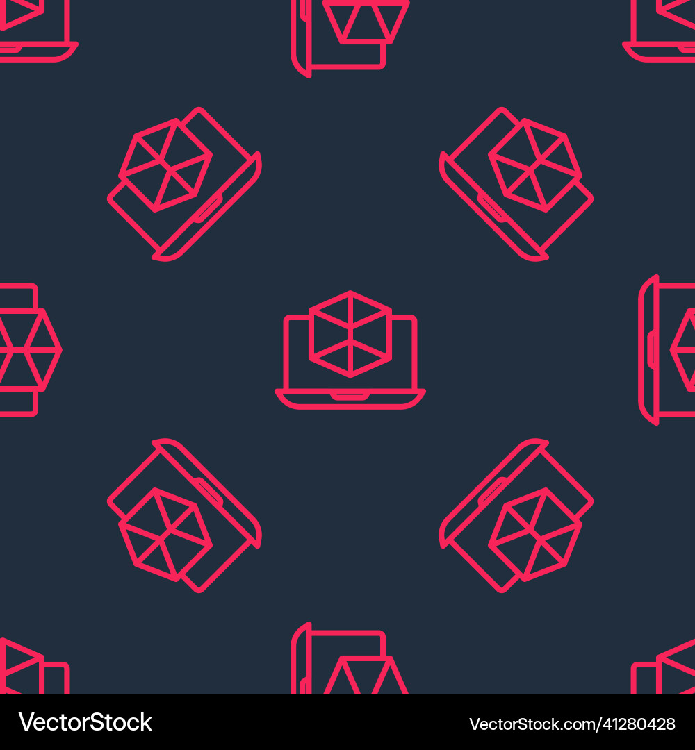 Red line 3d modeling icon isolated seamless vector image