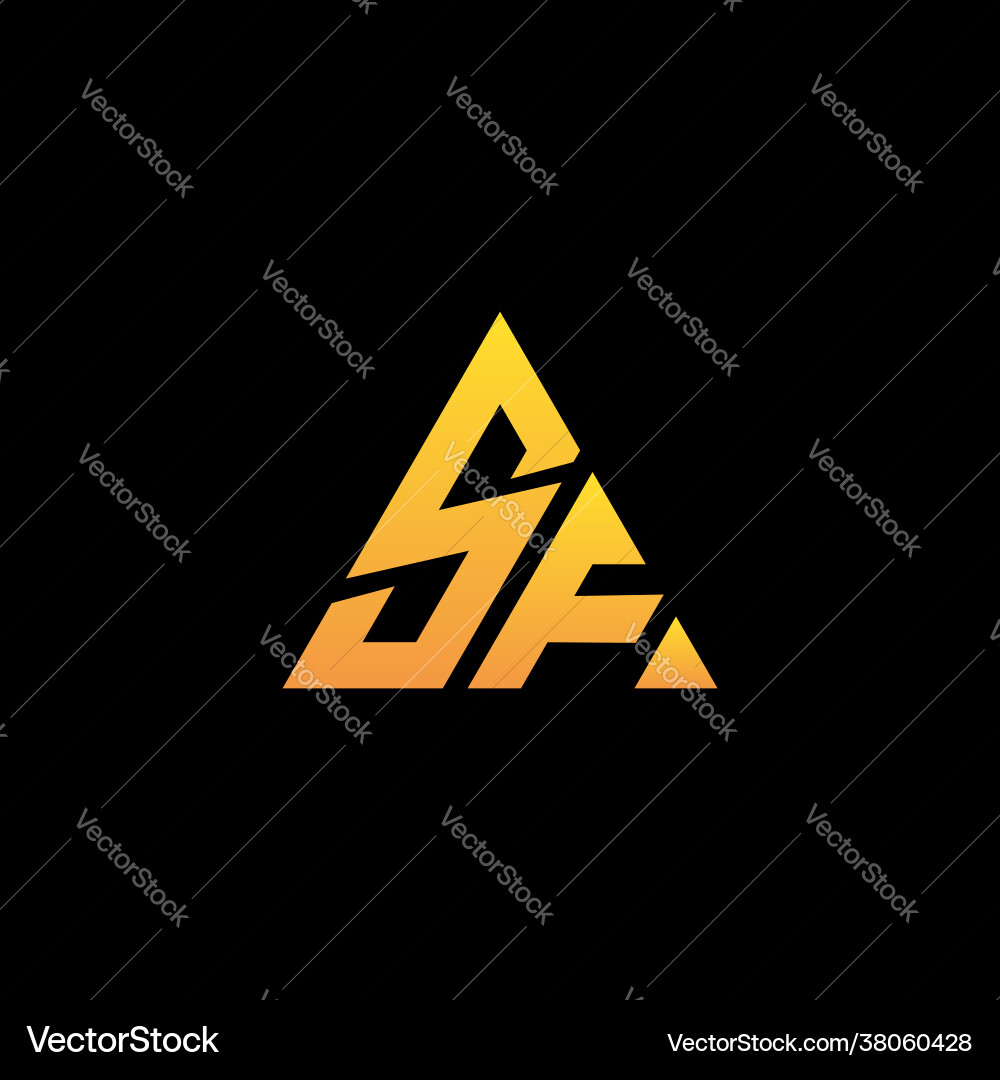 S f monogram initial logo with a yellow triangle S f monogram initial logo with a yellow triangle vector image
