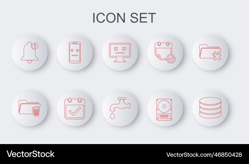 Set line database delete folder dead monitor Set line database delete folder dead monitor vector image