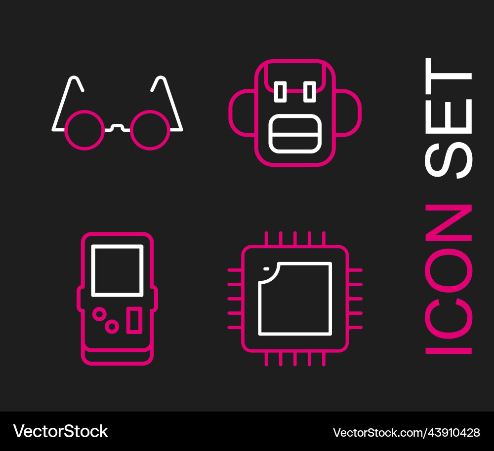 Set line processor with cpu tetris school Set line processor with cpu tetris school vector image