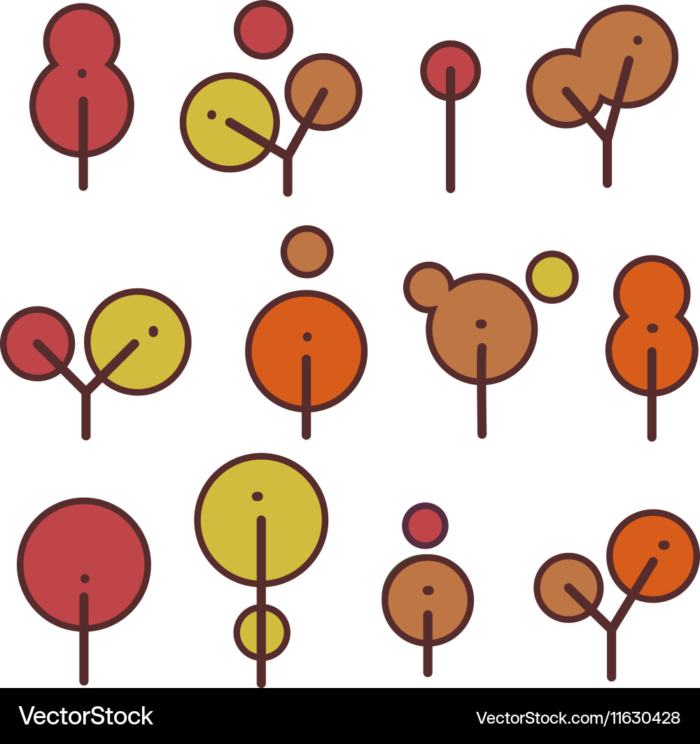 Set round environmentally friendly trees vector image