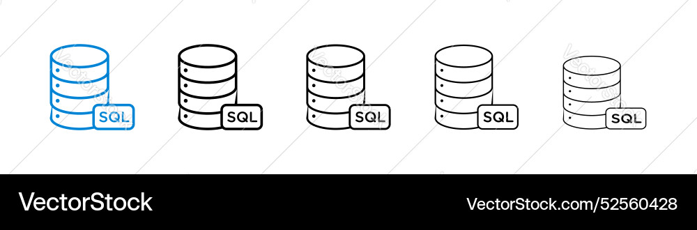 Sql icon set on white background Royalty Free Vector Image