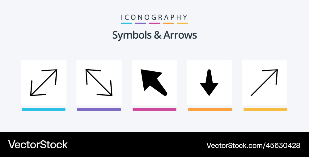 Symbole und Pfeile glyph 5 Icon-Pack einschließlich Vektorbild