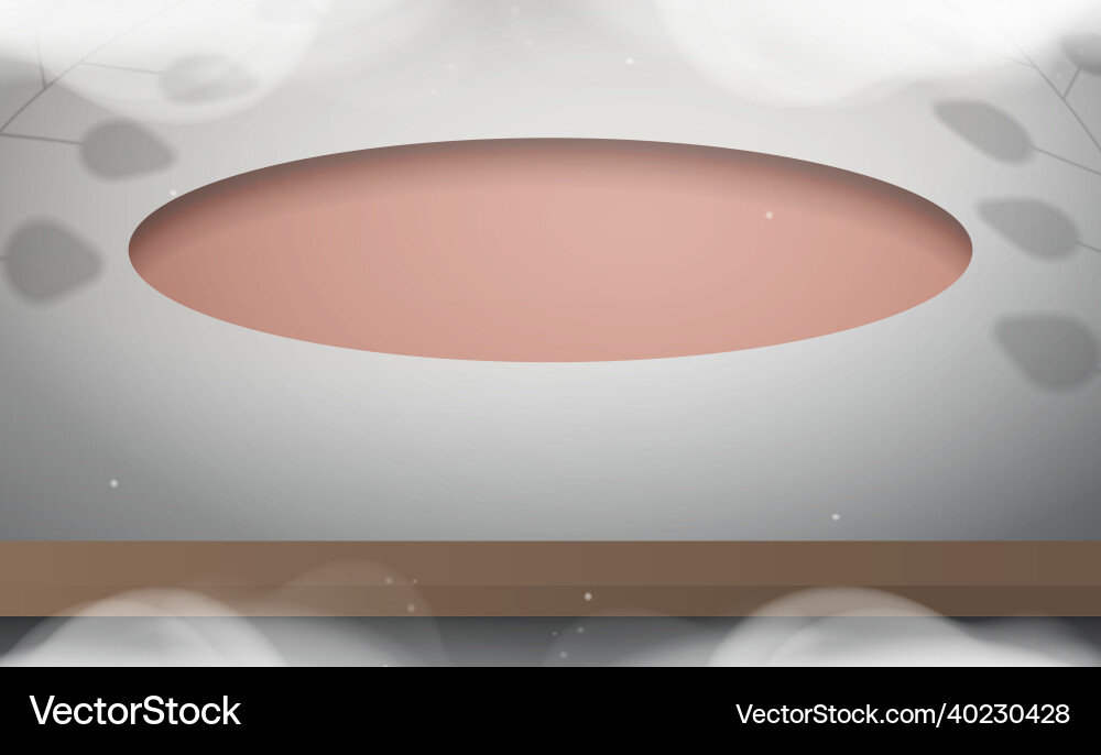 White studio with empty shelf and smoke White studio with empty shelf and smoke vector image