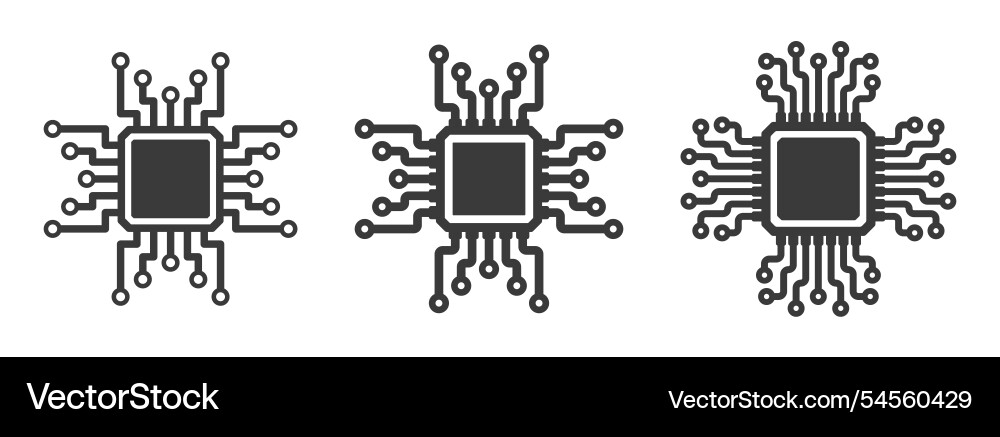 Ai cpu gpu microchip icon set machine learning Ai cpu gpu microchip icon set machine learning vector image