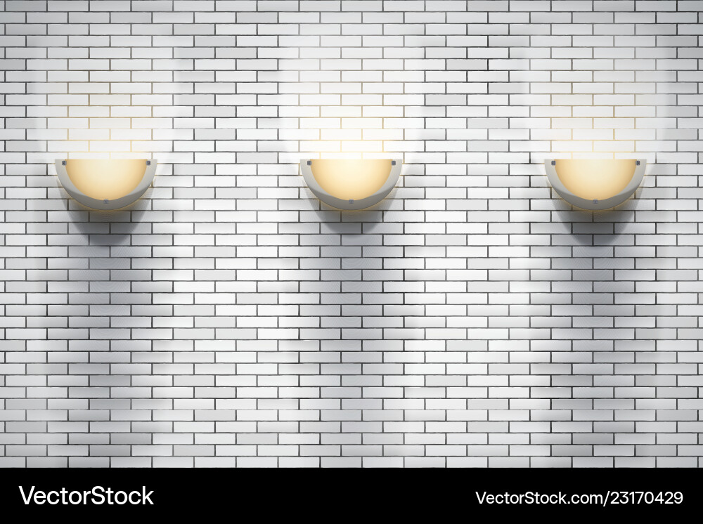 Brick Wandraum mit Vintage-Sconce Lampen Brick Wandraum mit Vintage-Sconce Lampen vektorbild