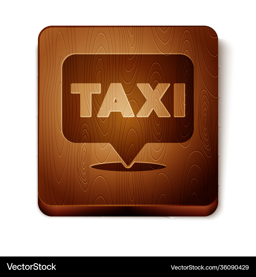 Brown map pointer with taxi icon isolated on white Brown map pointer with taxi icon isolated on white vector image