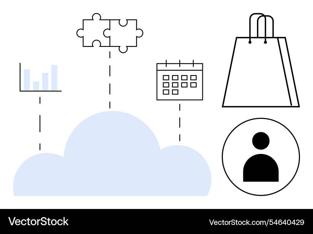 Cloud computing with interconnected elements Cloud computing with interconnected elements vector image