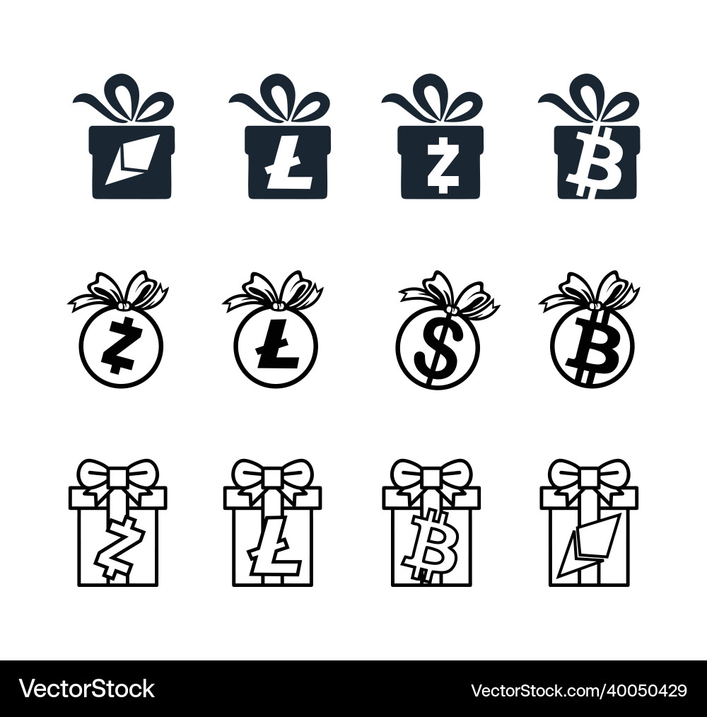 Cryptocurrency surprise gift box sign – Royalty-Free Vector | VectorStock