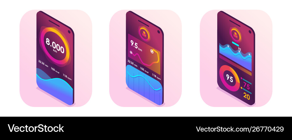 Isometric set concepts on theme a mobile vector image
