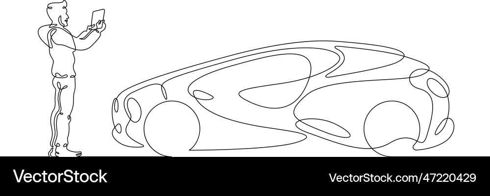 One continuous line a man remotely controls One continuous line a man remotely controls Vector Image