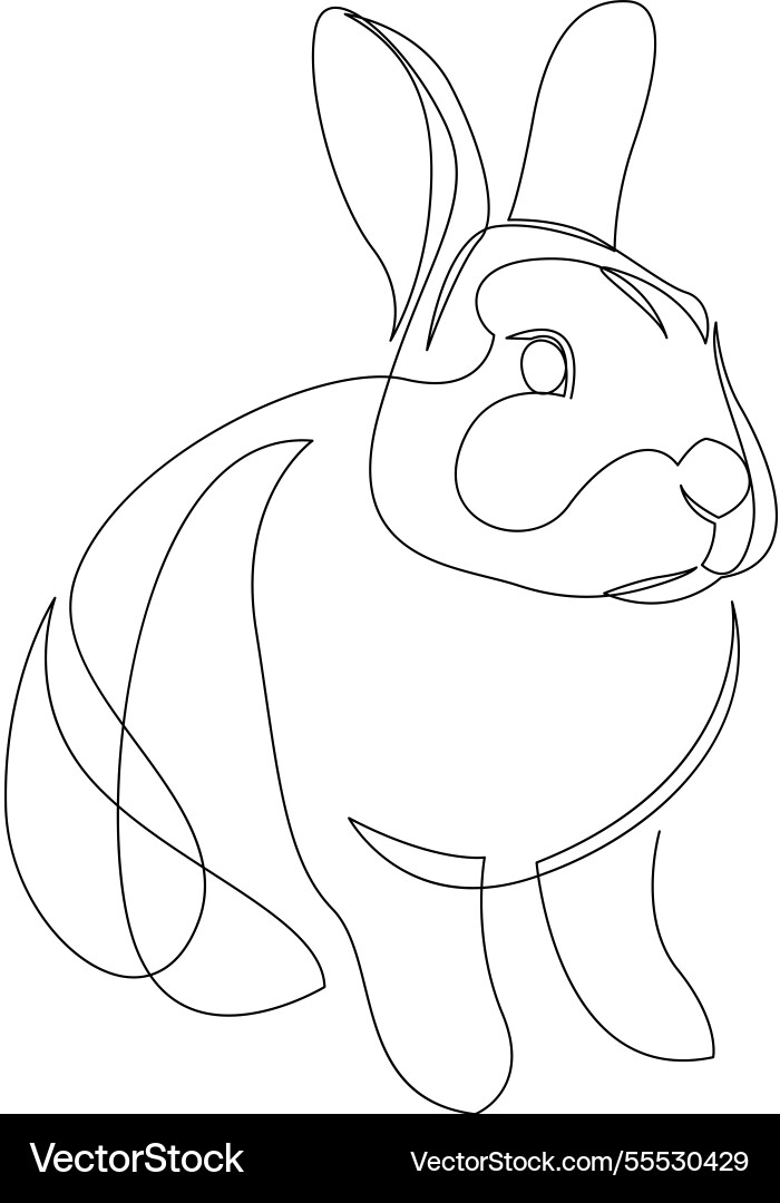 Rabbit continuous one line drawing single Rabbit continuous one line drawing single Vector Image