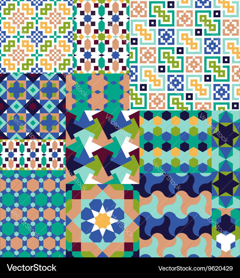 Seamless patterns set in moroccan style vector image