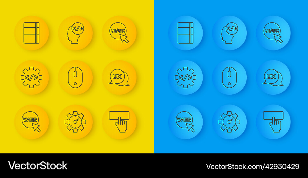 Set line web and graphic design front end Set line web and graphic design front end vector image