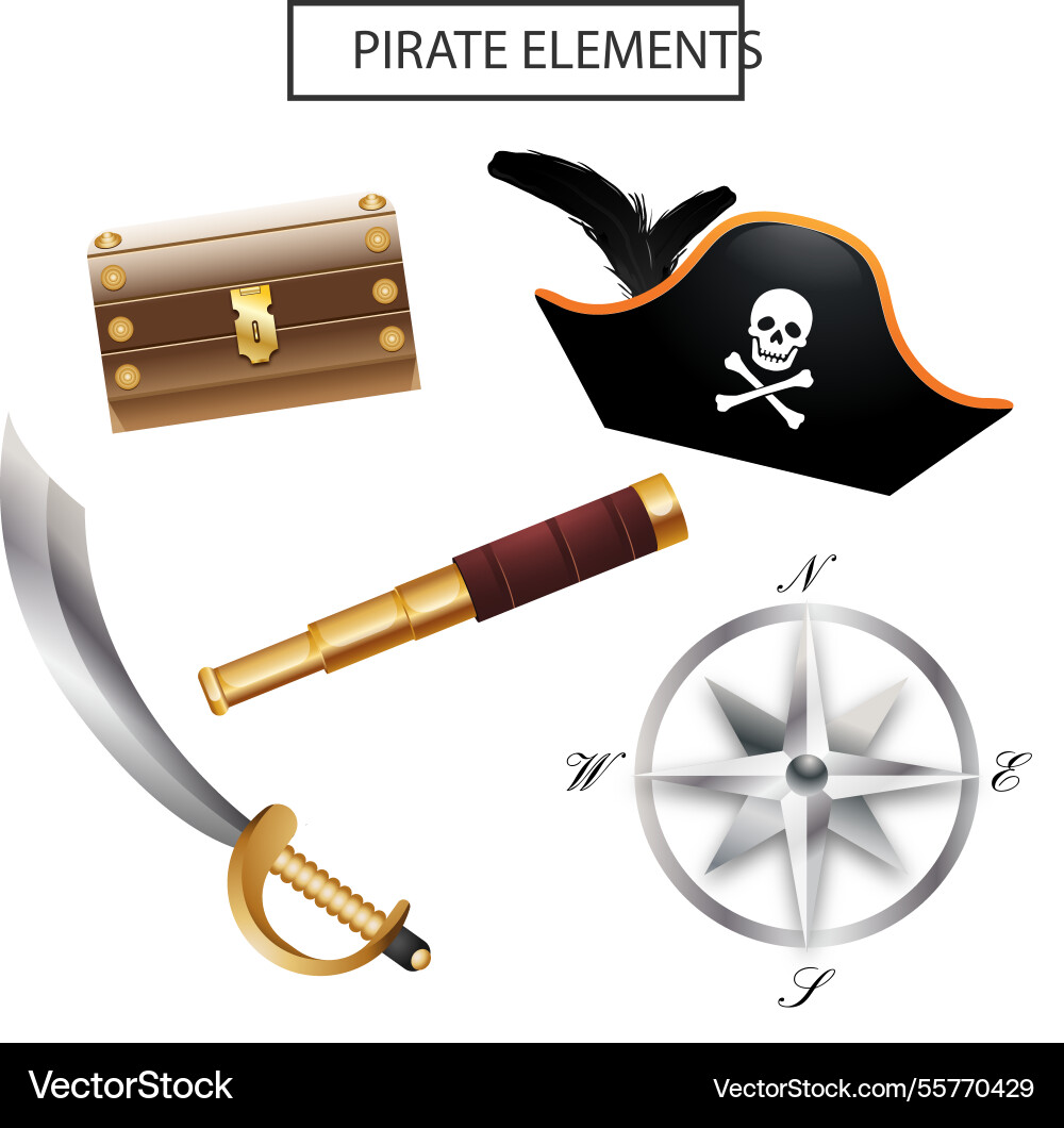 Set of pirate objects Vector Image