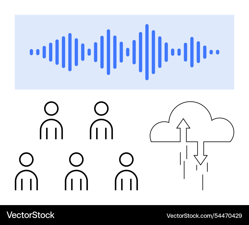 Sound wave user icons and cloud sync Sound wave user icons and cloud sync vector image