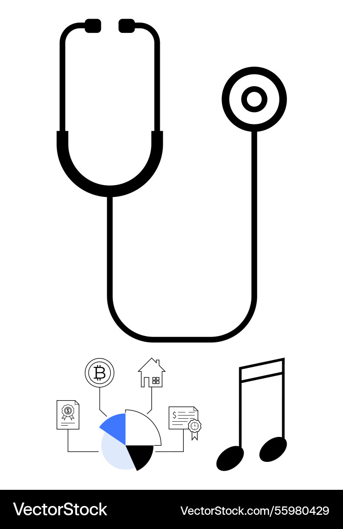 Stethoscope with music notes and data elements Stethoscope with music notes and data elements vector image
