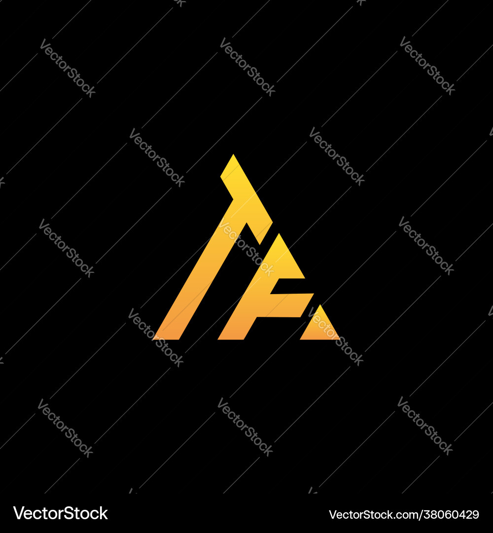 T f monogram initial logo with a yellow triangle T f monogram initial logo with a yellow triangle vector image