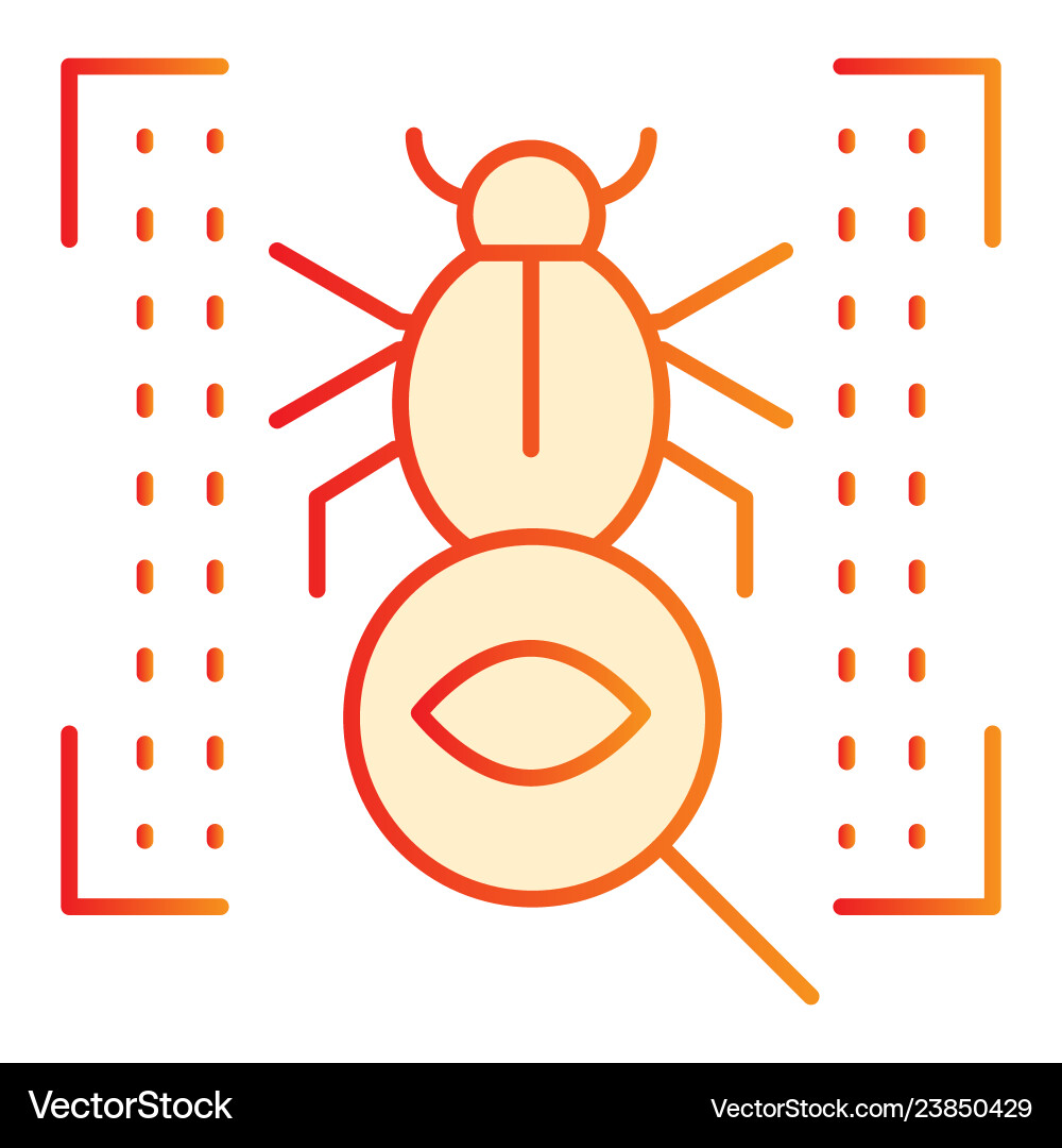 Vulnerability scan flat icon bug search orange Vulnerability scan flat icon bug search orange vector image