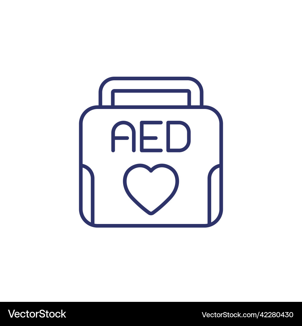 Aed line icon automated external defibrillator vector image