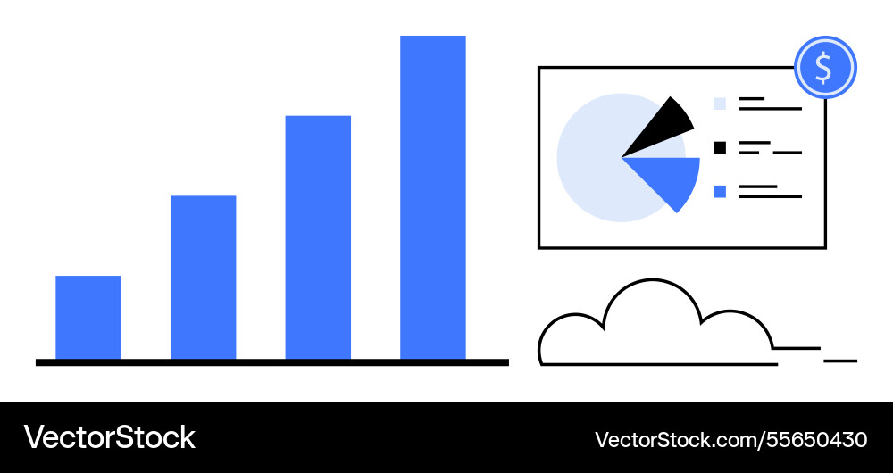Bar chart and pie data visualization Bar chart and pie data visualization vector image