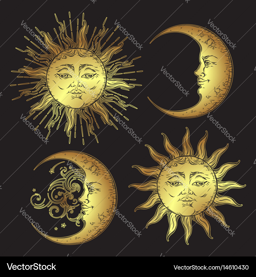 Celestial Sun \u0026 Moon Flash Art – Royalty-Free Vector | VectorStock, image size:1000x1080