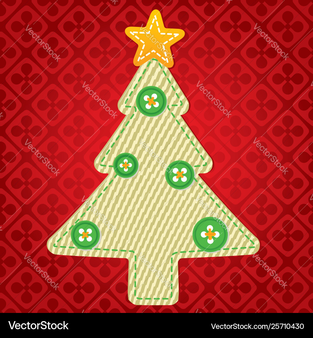 Christmas textile tree with buttons and textured Vector Image