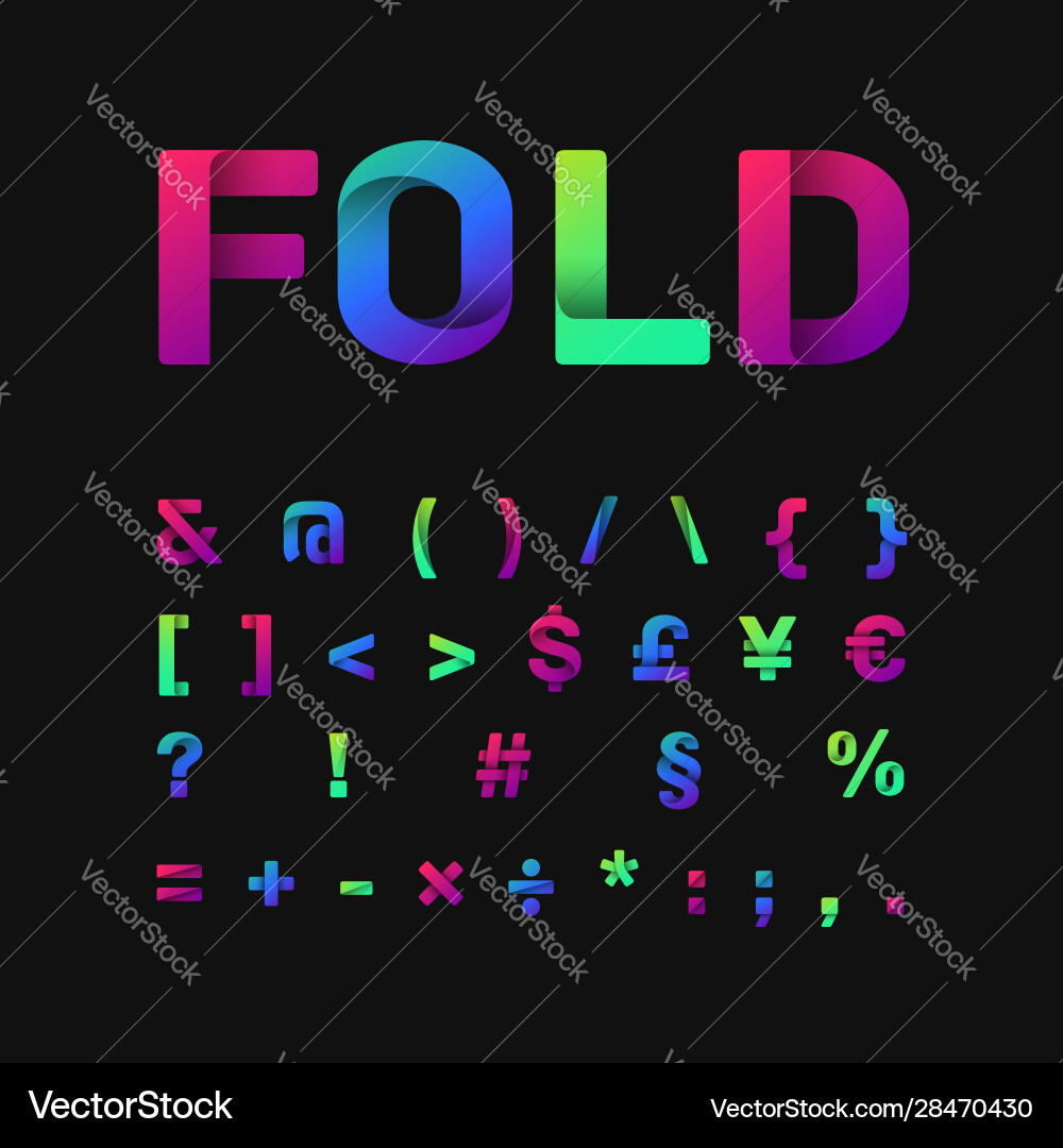 Colorful font set with three different gradient Colorful font set with three different gradient vector image