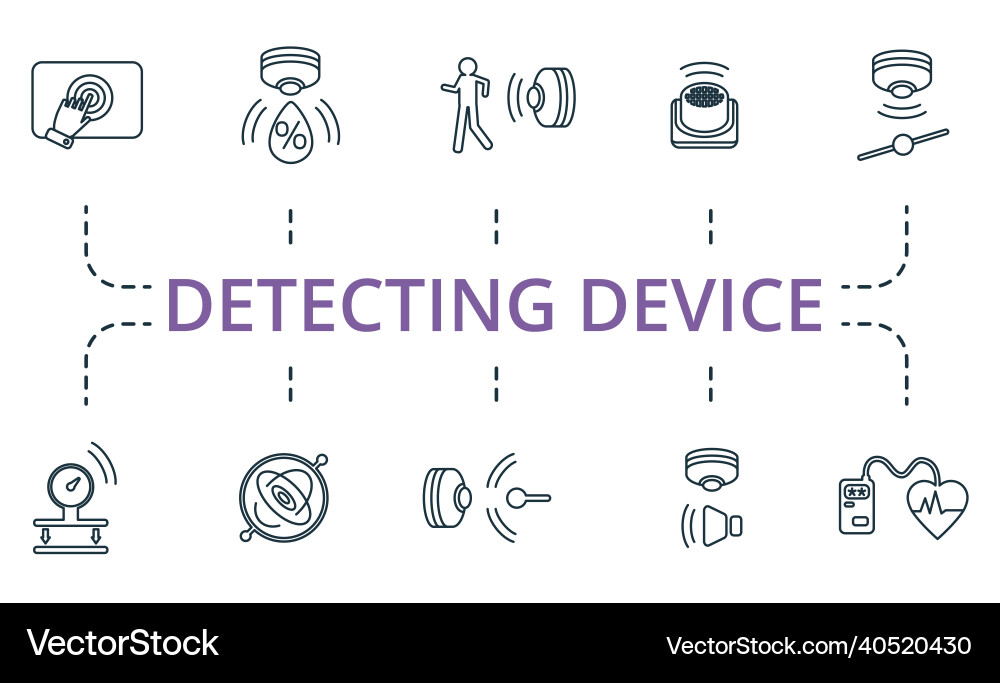 Detecting device icon set collection of simple Vector Image